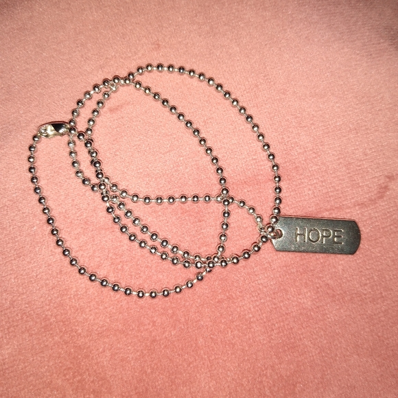 Hope Word Charm Necklace Mini Dog Tag Any Length Silver Handmade Choker - Picture 4 of 8